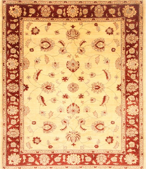 Pishavar Beige Hand Knotted 86 X 96  Area Rug 250-21974 Image 0