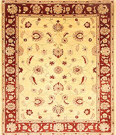 Pishavar Beige Hand Knotted 8'6" X 9'6"  Area Rug 250-21974