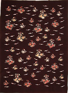 Romania Kilim Black Rectangle 9x12 ft Wool Carpet 21977