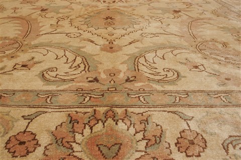 Pishavar Beige Hand Knotted 86 X 105 Area Rug 250-21986 Image 13