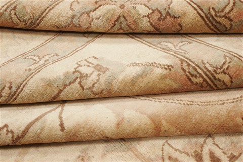 Pishavar Beige Hand Knotted 86 X 105 Area Rug 250-21986 Image 7