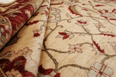 Pishavar Beige Hand Knotted 80 X 91 Area Rug 250-21989 Image 8