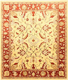 Pishavar Beige Hand Knotted 8'0" X 9'1"  Area Rug 250-21989