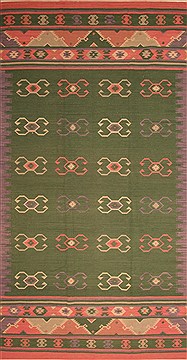Kilim Green Flat Woven 8'0" X 16'0"  Area Rug 100-22001
