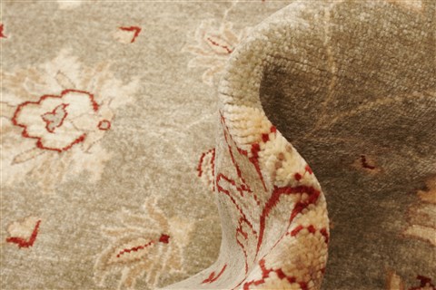 Pishavar Grey Hand Knotted 81 X 96 Area Rug 250-22011 Image 1