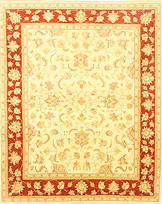 Pishavar Beige Hand Knotted 8'0" X 9'11"  Area Rug 100-22016