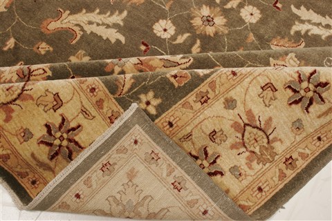 Pishavar Green Hand Knotted 83 X 97  Area Rug 250-22021 Image 10