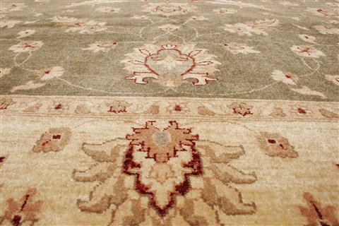 Pishavar Green Hand Knotted 83 X 97  Area Rug 250-22021 Image 13