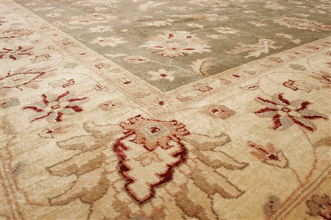 Pishavar Green Hand Knotted 83 X 97  Area Rug 250-22021 Image 14
