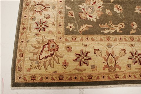 Pishavar Green Hand Knotted 83 X 97  Area Rug 250-22021 Image 17