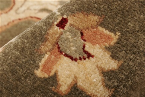 Pishavar Green Hand Knotted 83 X 97  Area Rug 250-22021 Image 3