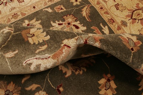 Pishavar Green Hand Knotted 83 X 97  Area Rug 250-22021 Image 4