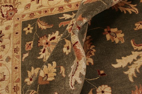 Pishavar Green Hand Knotted 83 X 97  Area Rug 250-22021 Image 5