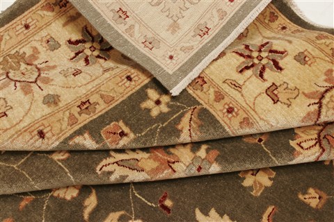 Pishavar Green Hand Knotted 83 X 97  Area Rug 250-22021 Image 8