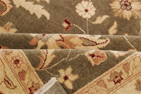 Pishavar Green Hand Knotted 83 X 97  Area Rug 250-22021 Image 9