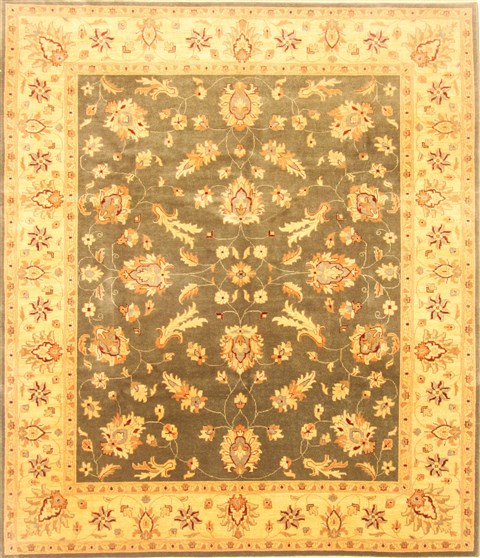 Pishavar Green Hand Knotted 83 X 97  Area Rug 250-22021 Image 0