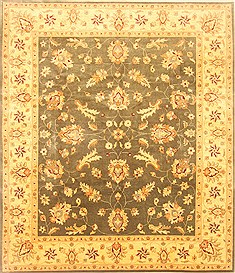 Pakistani Pishavar Green Rectangle 8x10 ft Wool Carpet 22021