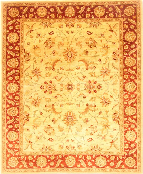Pishavar Beige Hand Knotted 83 X 100  Area Rug 250-22038 Image 0