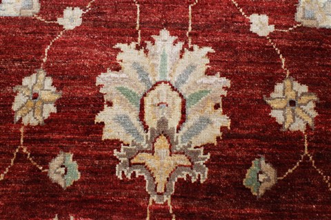 Pishavar Red Hand Knotted 82 X 98 Area Rug 250-22068 Image 1