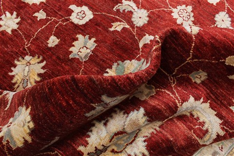 Pishavar Red Hand Knotted 82 X 98 Area Rug 250-22068 Image 6