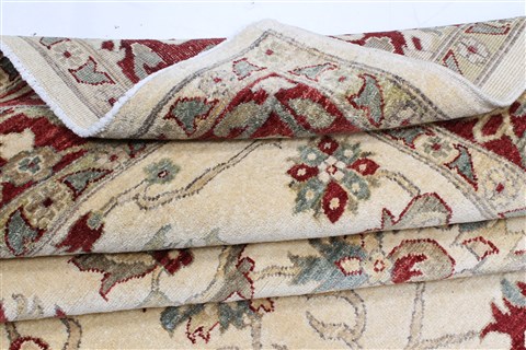 Pishavar Beige Hand Knotted 82 X 99  Area Rug 250-22076 Image 10