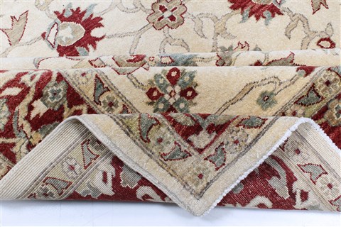 Pishavar Beige Hand Knotted 82 X 99  Area Rug 250-22076 Image 12