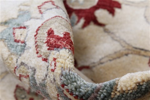 Pishavar Beige Hand Knotted 82 X 99  Area Rug 250-22076 Image 1