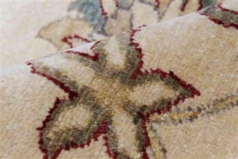 Pishavar Beige Hand Knotted 82 X 99  Area Rug 250-22076 Image 3