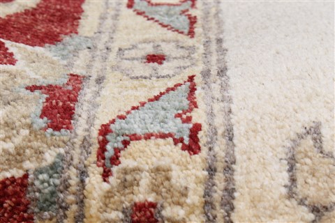 Pishavar Beige Hand Knotted 82 X 99  Area Rug 250-22076 Image 4