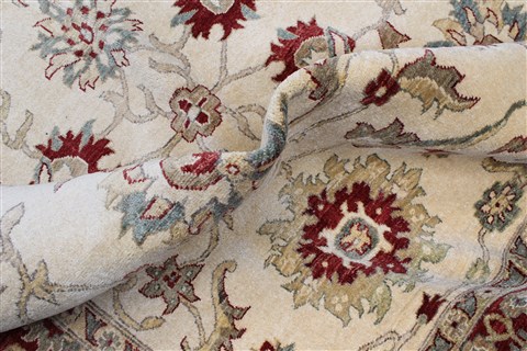 Pishavar Beige Hand Knotted 82 X 99  Area Rug 250-22076 Image 6