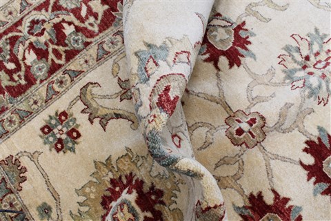 Pishavar Beige Hand Knotted 82 X 99  Area Rug 250-22076 Image 7