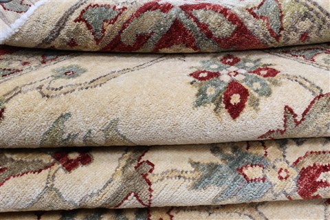 Pishavar Beige Hand Knotted 82 X 99  Area Rug 250-22076 Image 9