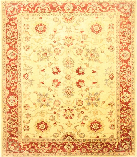 Pishavar Beige Hand Knotted 82 X 99  Area Rug 250-22076 Image 0