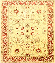 Pakistani Pishavar Beige Rectangle 8x10 ft Wool Carpet 22076