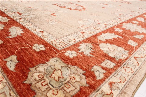 Pishavar Beige Hand Knotted 711 X 911 Area Rug 250-22079 Image 15