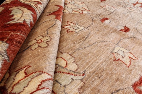 Pishavar Beige Hand Knotted 711 X 911 Area Rug 250-22079 Image 8