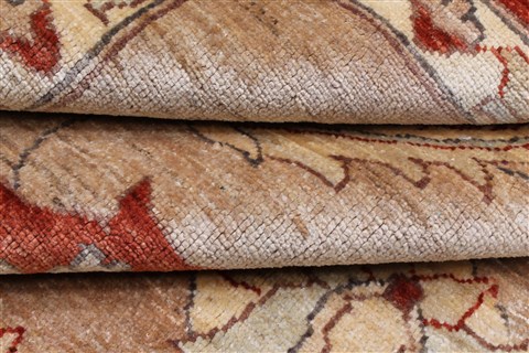 Pishavar Beige Hand Knotted 711 X 911 Area Rug 250-22079 Image 9