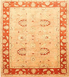 Pakistani Pishavar Beige Rectangle 8x10 ft Wool Carpet 22079