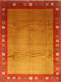 Indian Gabbeh Brown Rectangle 9x12 ft Wool Carpet 22101