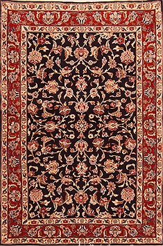 Floral Red Hand Knotted 3'7" X 5'5"  Area Rug 100-22103