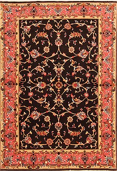 Persian Tabriz Black Rectangle 3x5 ft Wool Carpet 22106