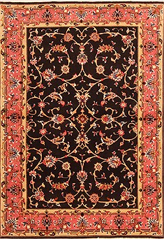 Tabriz Black Hand Knotted 3'3" X 4'10"  Area Rug 100-22106