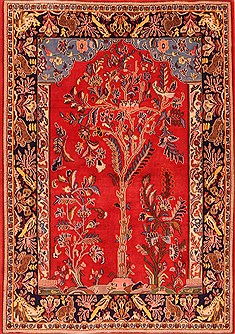 Pak-Persian Red Hand Knotted 3'8" X 5'0"  Area Rug 100-22111