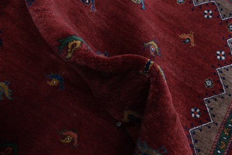 Gabbeh Red Hand Knotted 811 X 116 Area Rug 250-22124 Image 12