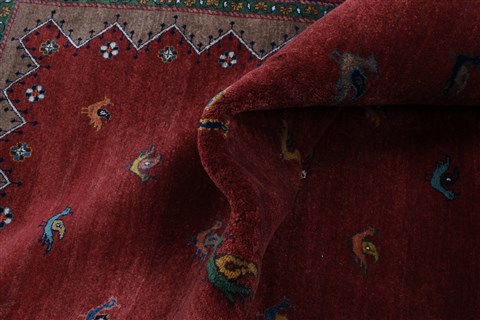Gabbeh Red Hand Knotted 811 X 116 Area Rug 250-22124 Image 13