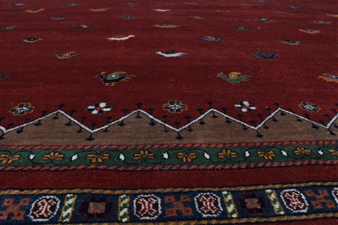 Gabbeh Red Hand Knotted 811 X 116 Area Rug 250-22124 Image 21