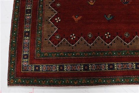 Gabbeh Red Hand Knotted 811 X 116 Area Rug 250-22124 Image 4