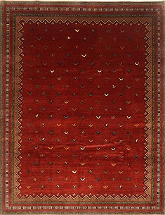 Indian Gabbeh Red Rectangle 9x12 ft Wool Carpet 22124