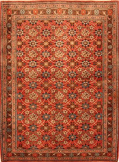 Varamin Orange Hand Knotted 3'9" X 5'1"  Area Rug 100-22125