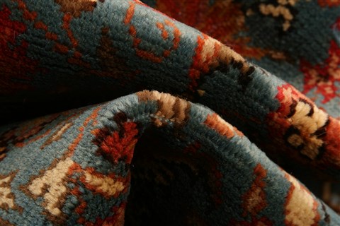 Tabriz Blue Hand Knotted 211 X 411  Area Rug 253-22128 Image 2